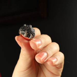 Black Pave Diamond Claw Ring in Solid 14k White Gold