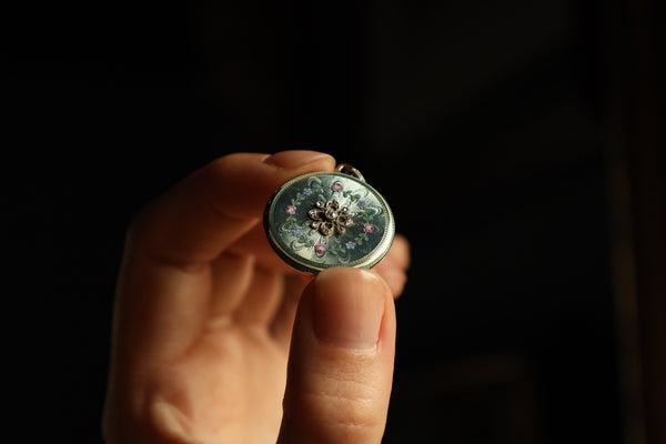 Antique Guilloche Enamel Locket Pendant