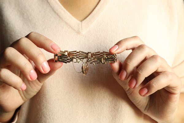 Vintage Heart Padlock Bracelet - British Vintage, Solid 9k Gold