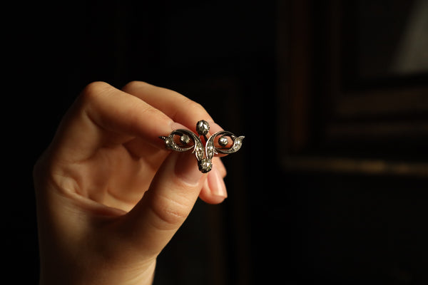 Art Nouveau Brooch with Rose Cut Diamonds