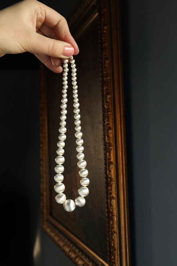 Brushed Silver Bubble Necklace 18 Inches - Modern Silver