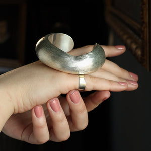 Brushed Silver Unisex Cuff Bracelet 77g - Modern Silver