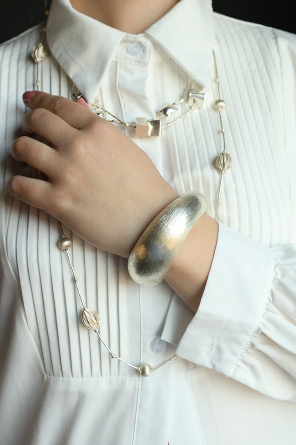 Brushed Silver Unisex Cuff Bracelet 77g - Modern Silver