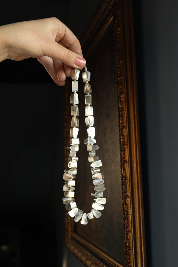 Brutalist Tooth Chain Necklace - Modern Silver
