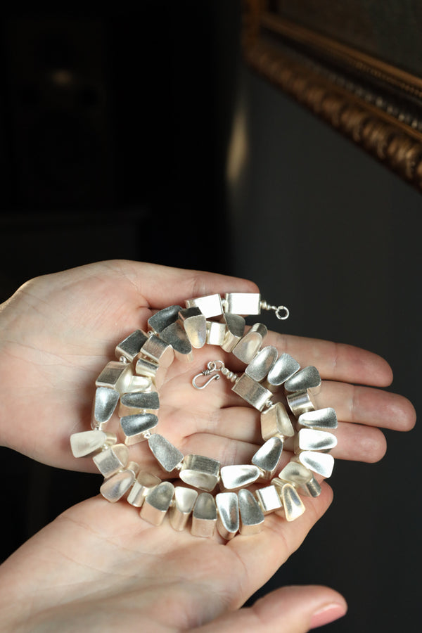 Brutalist Tooth Chain Necklace - Modern Silver