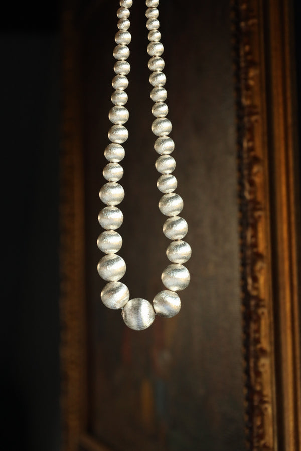 Brushed Silver Bubble Necklace 18 Inches - Modern Silver