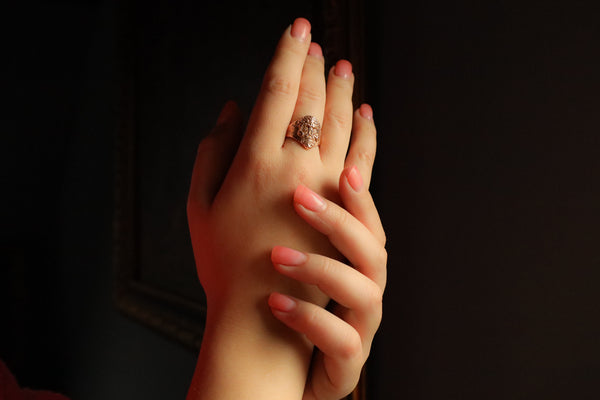 Calavera Catrina Skull Ring in Solid 14k Gold, Mexican Jewelry