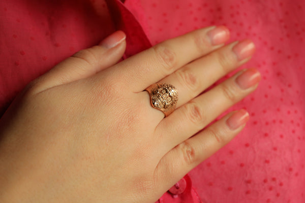 Calavera Catrina Skull Ring in Solid 14k Gold, Mexican Jewelry