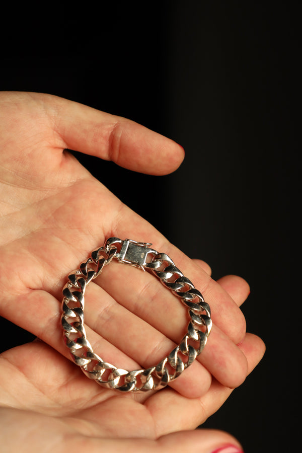 Flat Cuban Chain Link Bracelet - Modern Silver