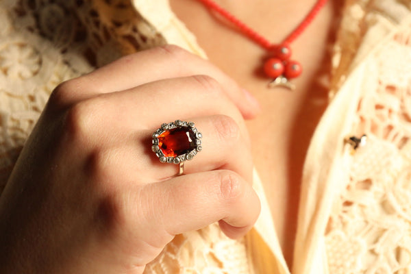 Vintage Citrine Ring with Madeira Citrine: 18k Gold