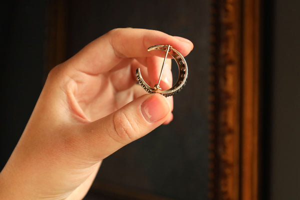 Diamond Crescent Brooch