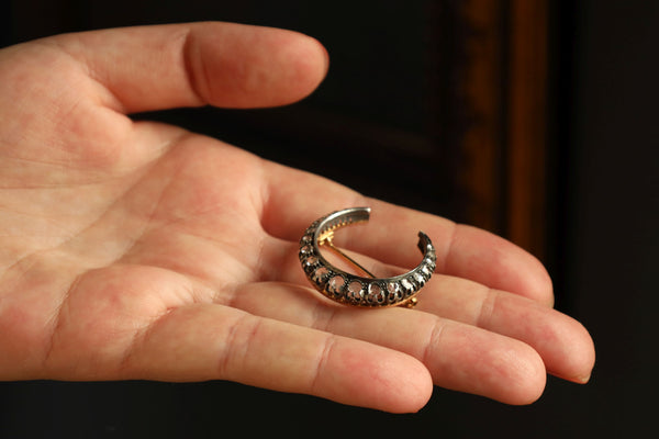 Diamond Crescent Brooch