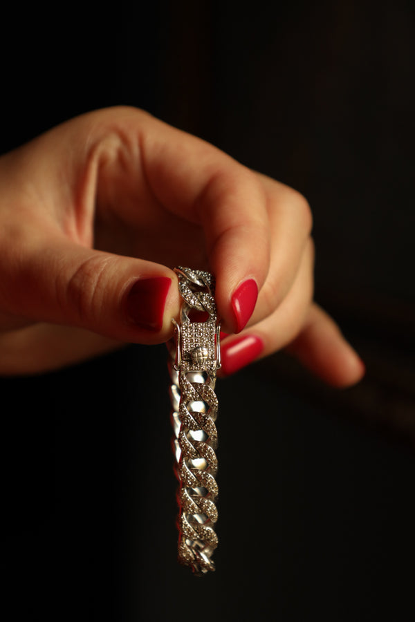 Flat Cuban Chain Link Bracelet - Modern Silver