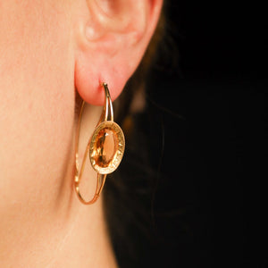 French Antique Poissarde Earrings with Genuine Citrine