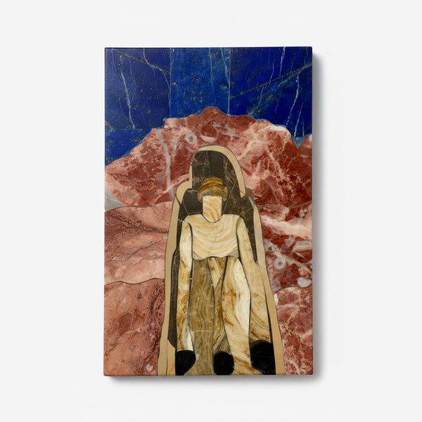 Vintage Trinket Jewelry Box with Pink Marble and Lapis Lazuli Inlay