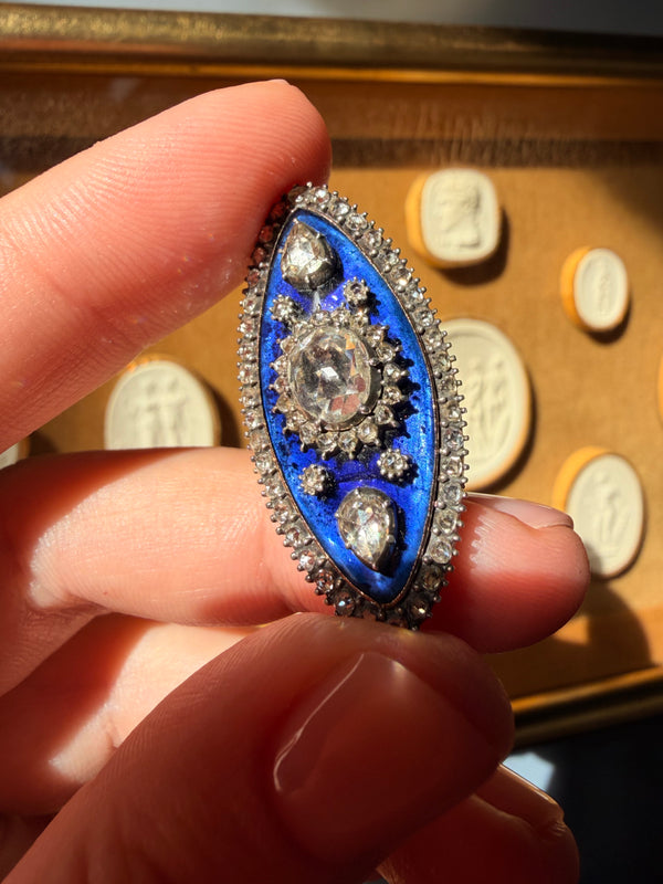 Antique Georgian Era Brooch with Rose Cut Diamonds