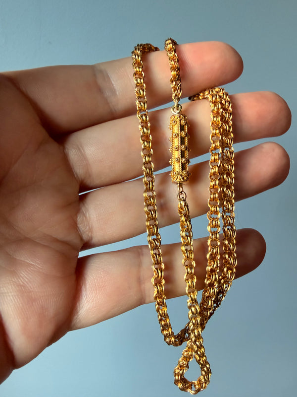 Antique Georgian Fancy Link Chain Necklace with Tube Lock