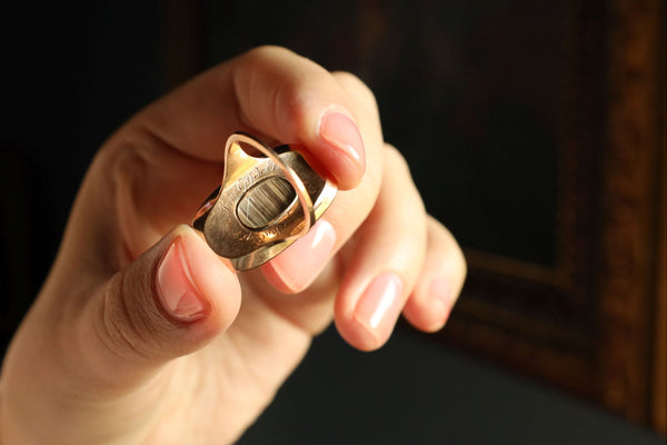 Georgian Ring: Memento Mori, Antique Urn Ring with Blue Enamel, 18th Century Jewelry
