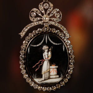 18th century allegorical miniature with paste stones