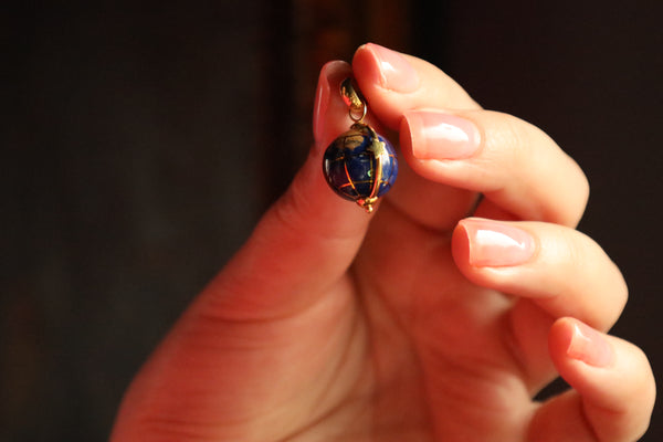 Globe Charm Pendant in Solid 18k Gold
