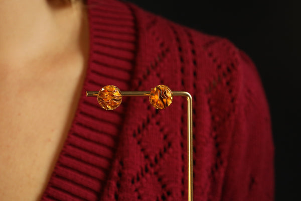 Gold Dome Earrings - Contemporary Solid 18K Gold Jewelry
