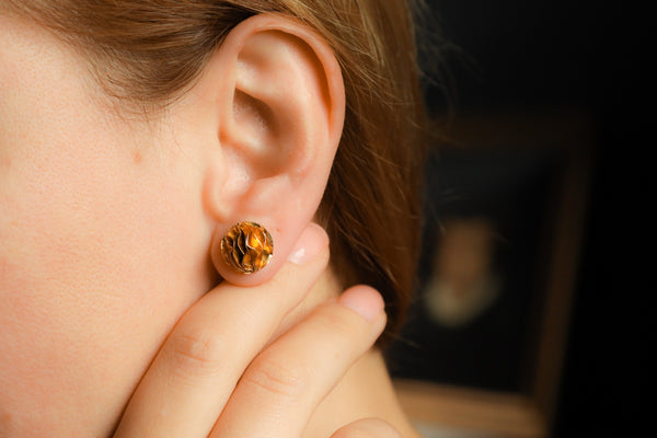 Gold Dome Earrings - Contemporary Solid 18K Gold Jewelry