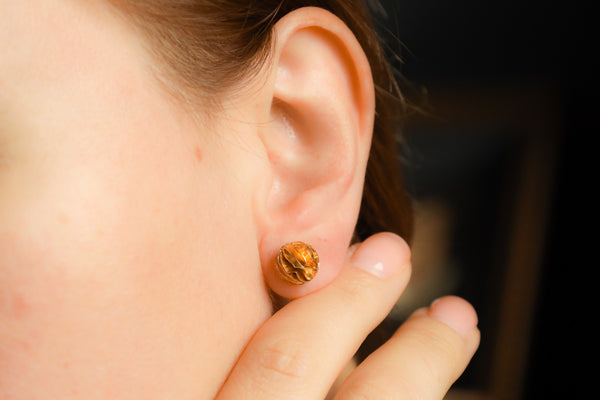 Gold Dome Earrings - Contemporary Solid 18K Gold Jewelry