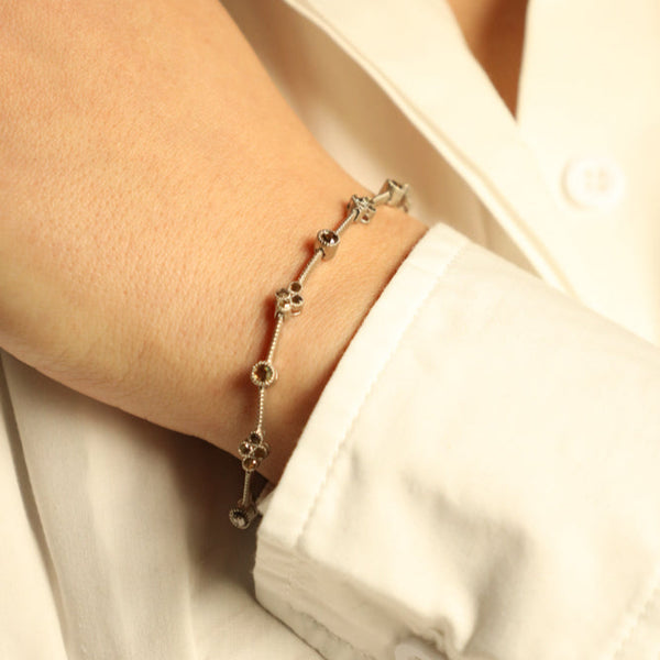Gray Diamond Station Bracelet - Modern Silver