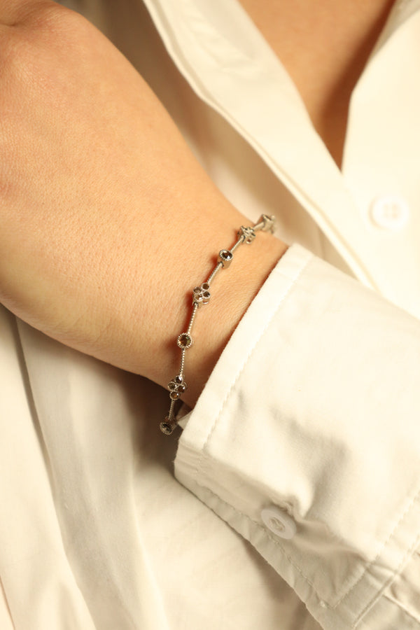 Gray Diamond Station Bracelet - Modern Silver