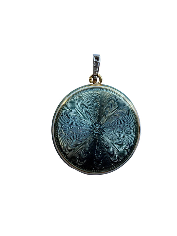 Antique Guilloche Enamel Locket Pendant