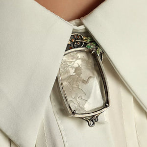 Art Nouveau Style Sterling Silver Faun Reverse Intaglio Necklace