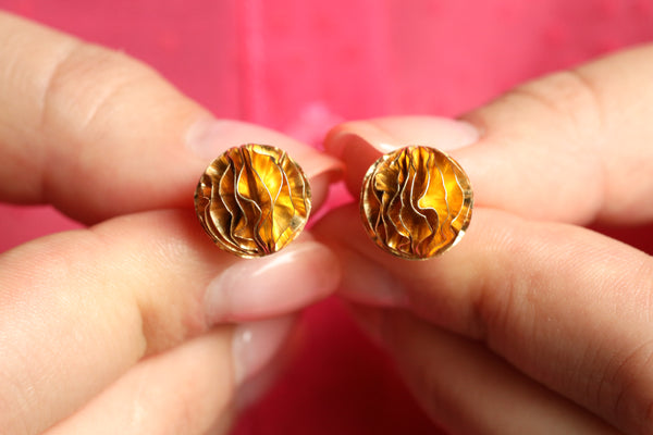 Gold Dome Earrings - Contemporary Solid 18K Gold Jewelry