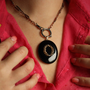 Pocket Watch Chain with Lobster Claw Clasp: Niello Silver Spring Ring 0.8 inch