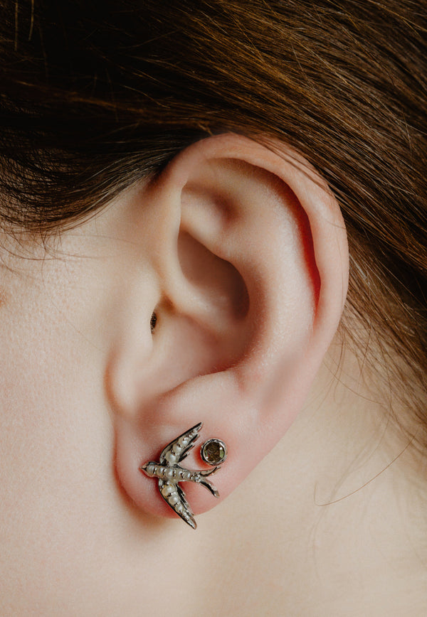 Unique Studs - Victorian Swallow Birds Earrings - FREE SHIPPING