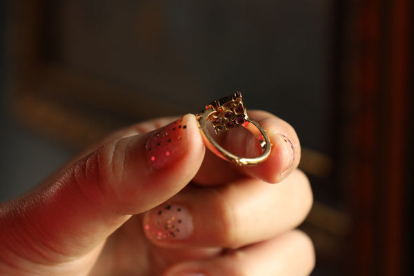 Antique Revival Natural Ruby and Diamond Ring