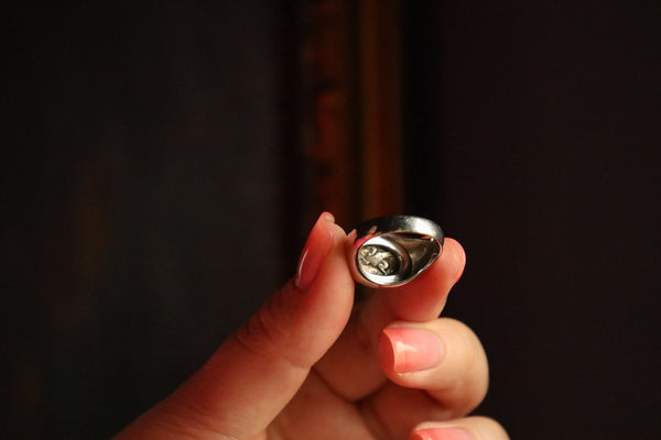 Signet Ring with Roman Coin: Italian Vintage Jewelry, Solid 18k Gold