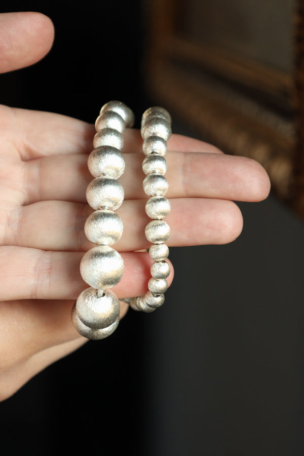 Brushed Silver Bubble Necklace 18 Inches - Modern Silver