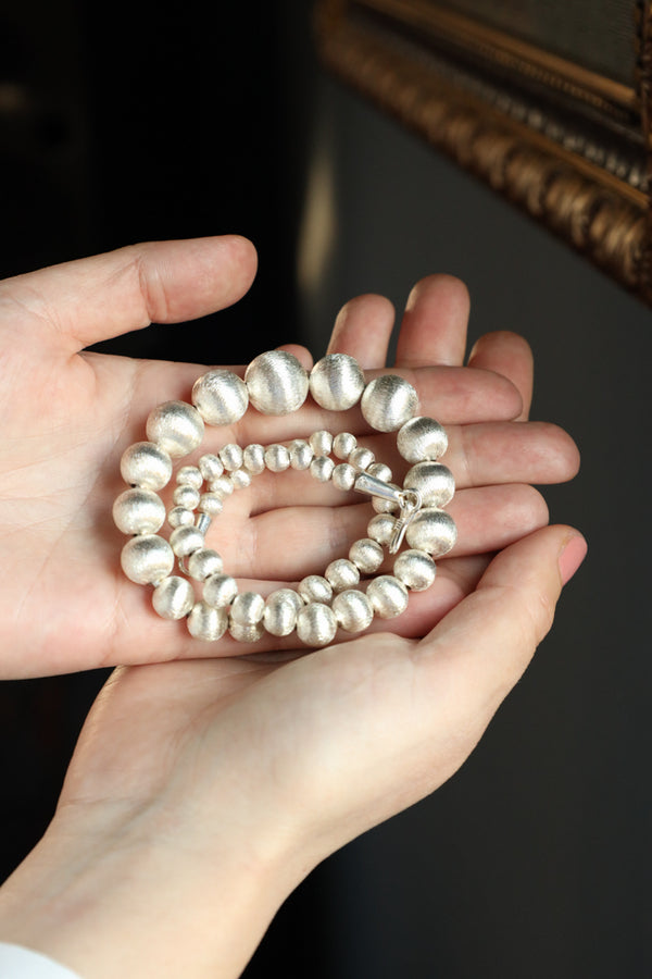 Brushed Silver Bubble Necklace 18 Inches - Modern Silver