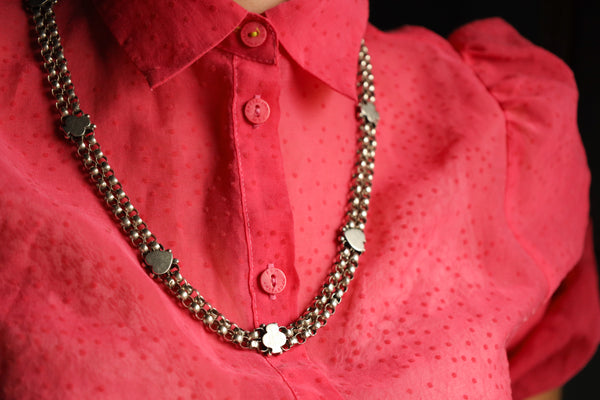 Victorian Silver Playing Cards Suits Necklace, HEAVY 135g