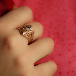 Calavera Catrina Skull Ring in Solid 14k Gold, Mexican Jewelry