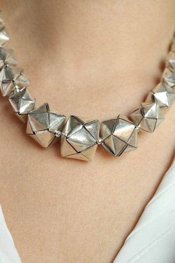 Square Silver Envelope Necklace - Modern Silver