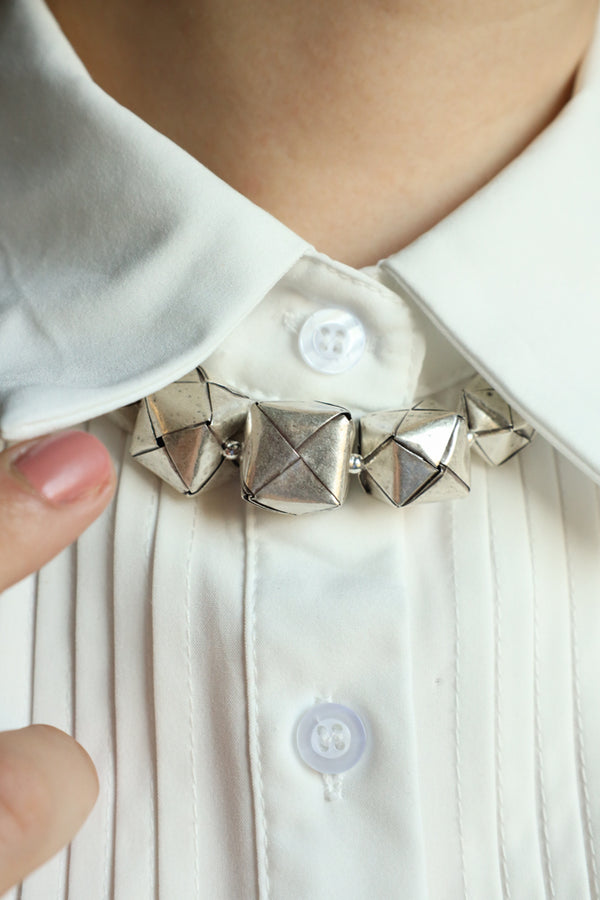 Square Silver Envelope Necklace - Modern Silver