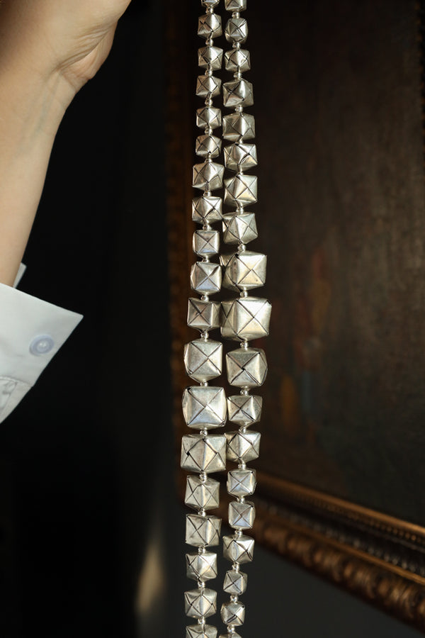 Square Silver Envelope Necklace - Modern Silver
