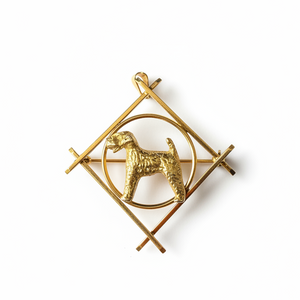Terrier Charm Pendant, Animal Lapel Pin in Solid 14k Gold
