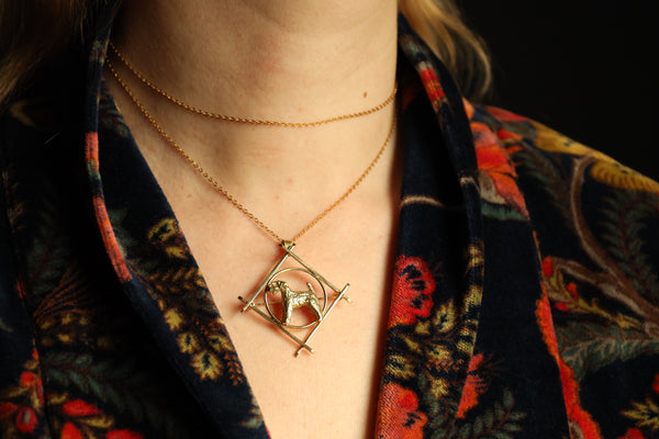 Terrier Charm Pendant, Animal Lapel Pin in Solid 14k Gold