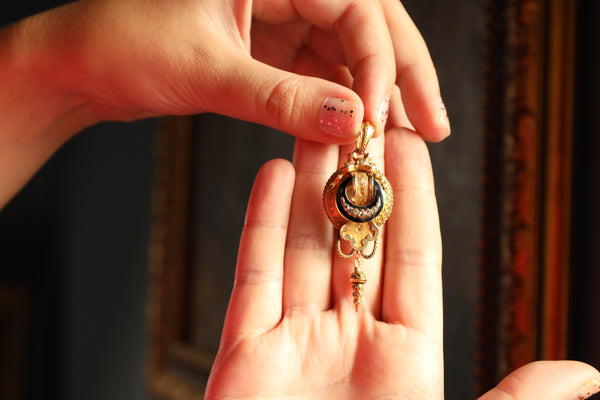 Antique Victorian Tassel Diamond Locket Pendant