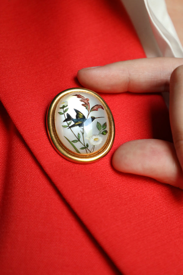 Antique Victorian Essex Crystal Brooch in 18k Gold
