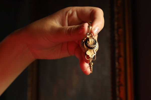 Antique Victorian Tassel Diamond Locket Pendant