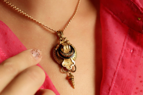 Antique Victorian Tassel Diamond Locket Pendant