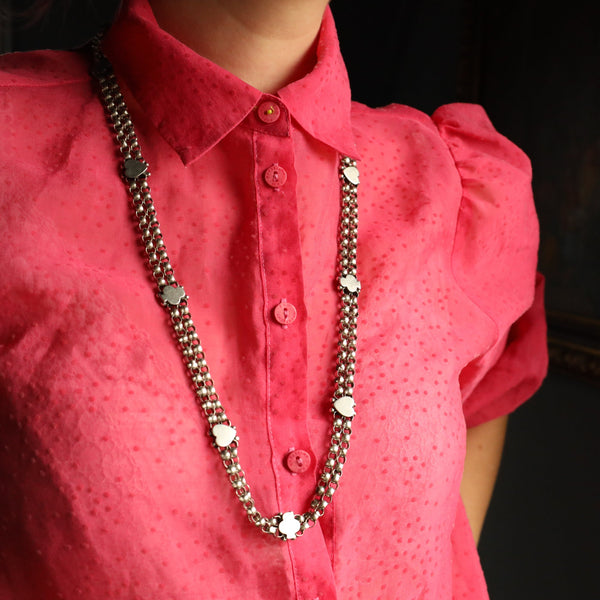 Victorian Silver Playing Cards Suits Necklace, HEAVY 135g